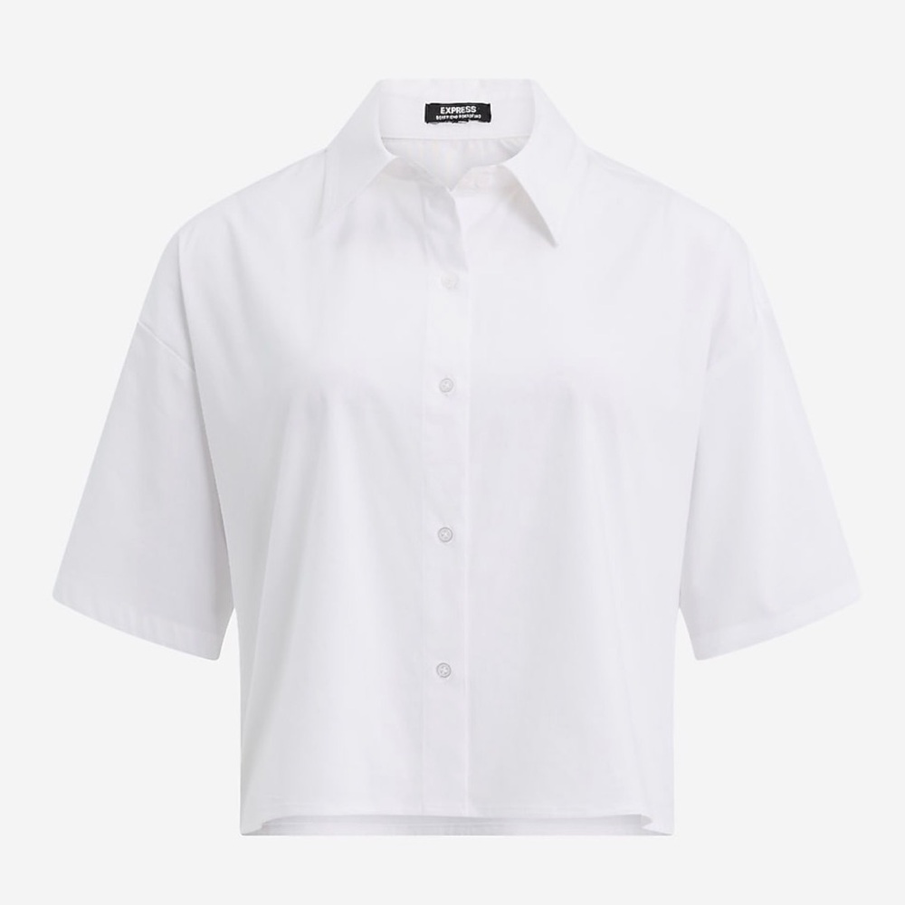 Express Women's White Button-Down Shirt